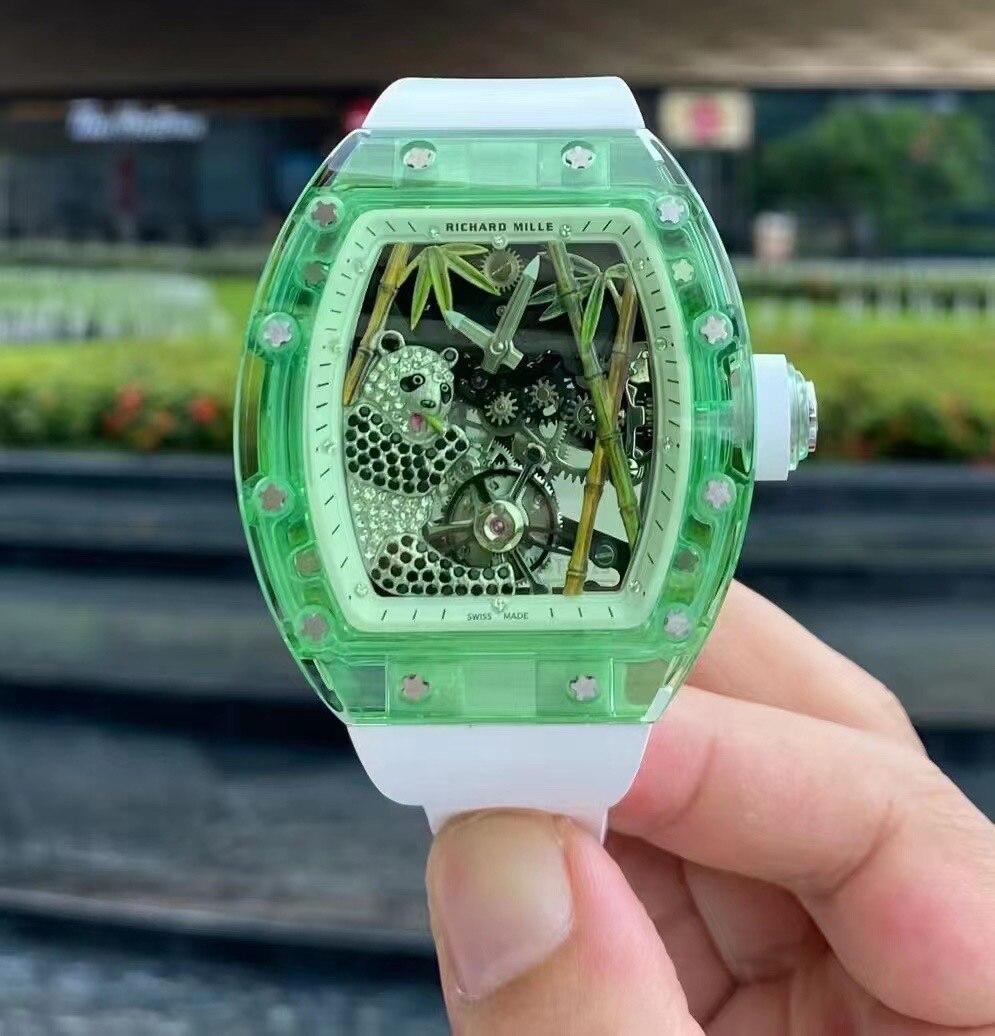RM 理查德RICHARD MILLE 熊貓吃金竹 透明水晶RM26-01陀飛輪腕表 