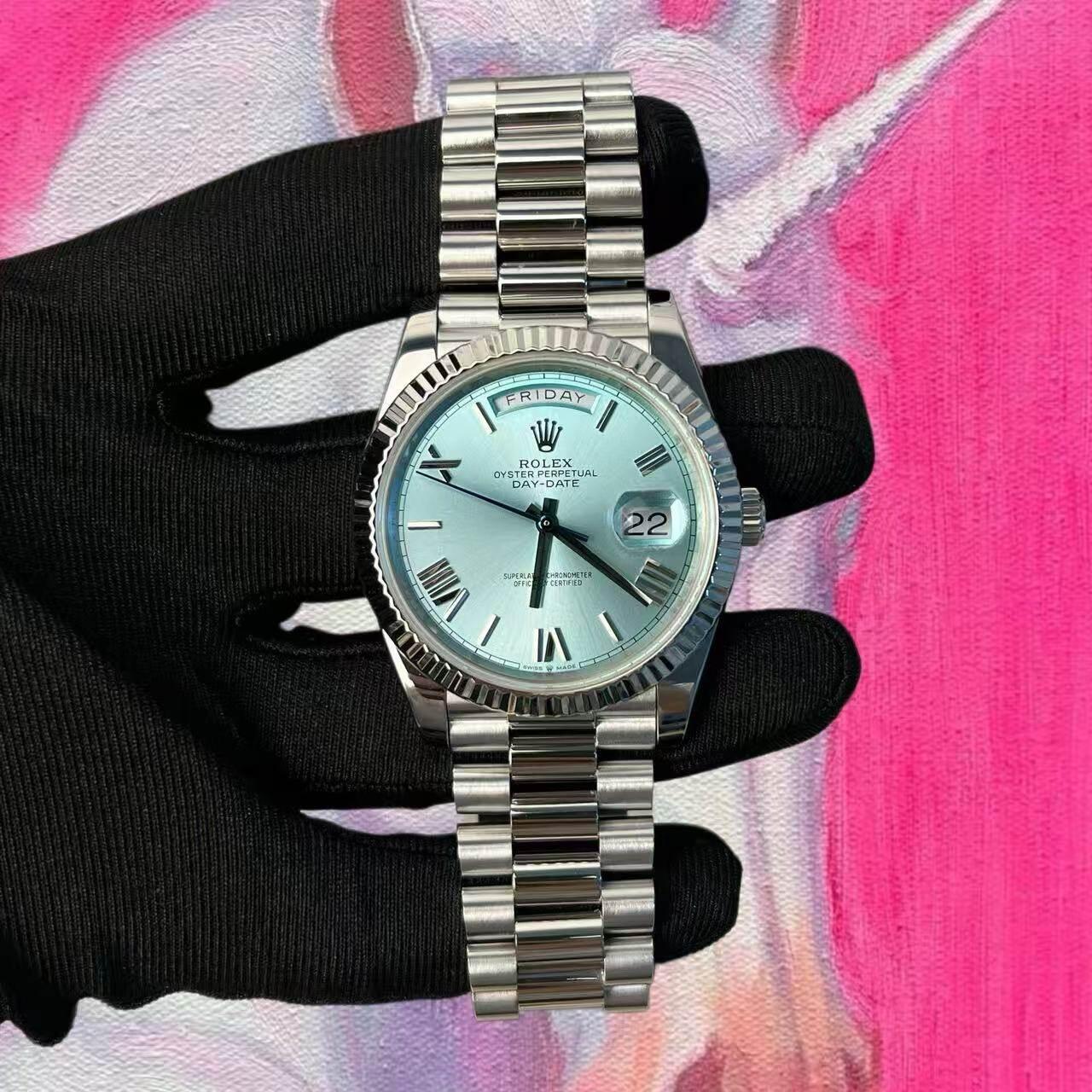 改裝訂製 高仿ROLEX VS廠勞力士DD Daydate 冰藍盤 羅馬刻度