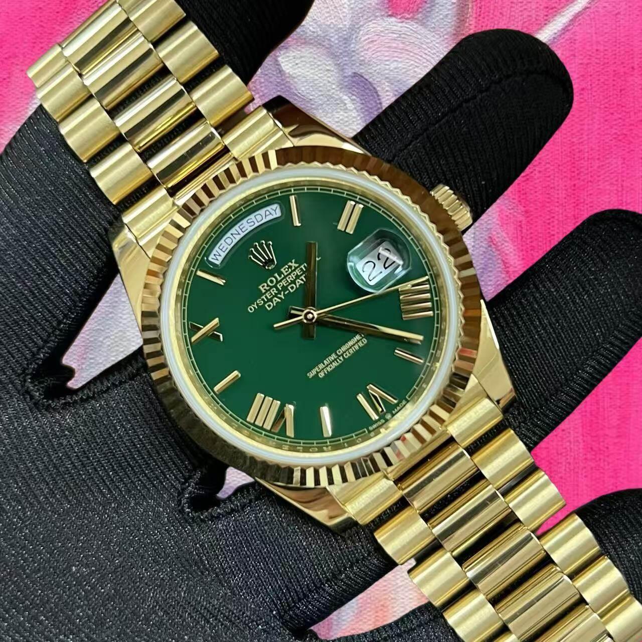  改裝定製 高仿 ROLEX Daydate 星期日曆型 36DD日誌 賭桌綠 m228238-0061