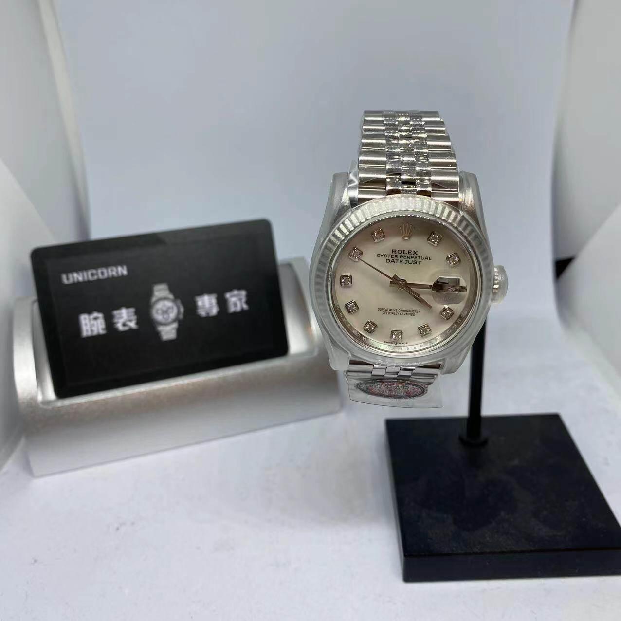 CLEAN廠 ROLEX勞力士 日志型系列 自動機械機芯 白色珍珠貝母時標鑲鑽 女錶