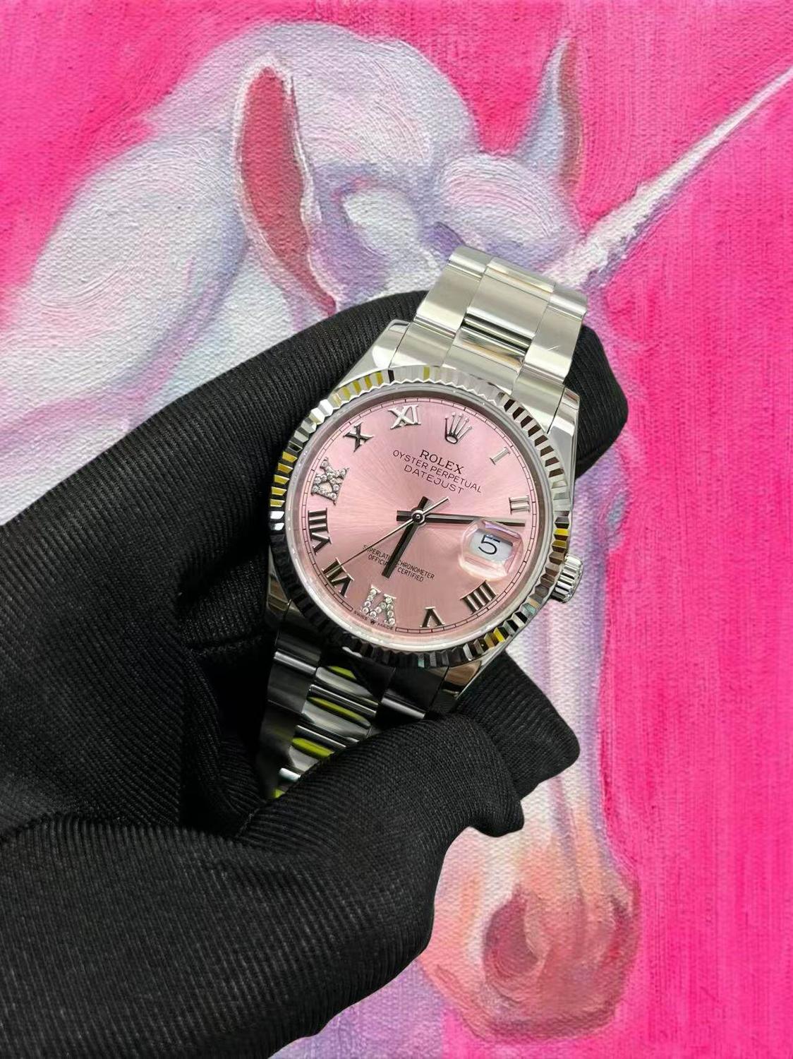 改裝定製 ROLEX Datejust勞力士 日誌系列 粉盤羅馬刻度 M126234-0031