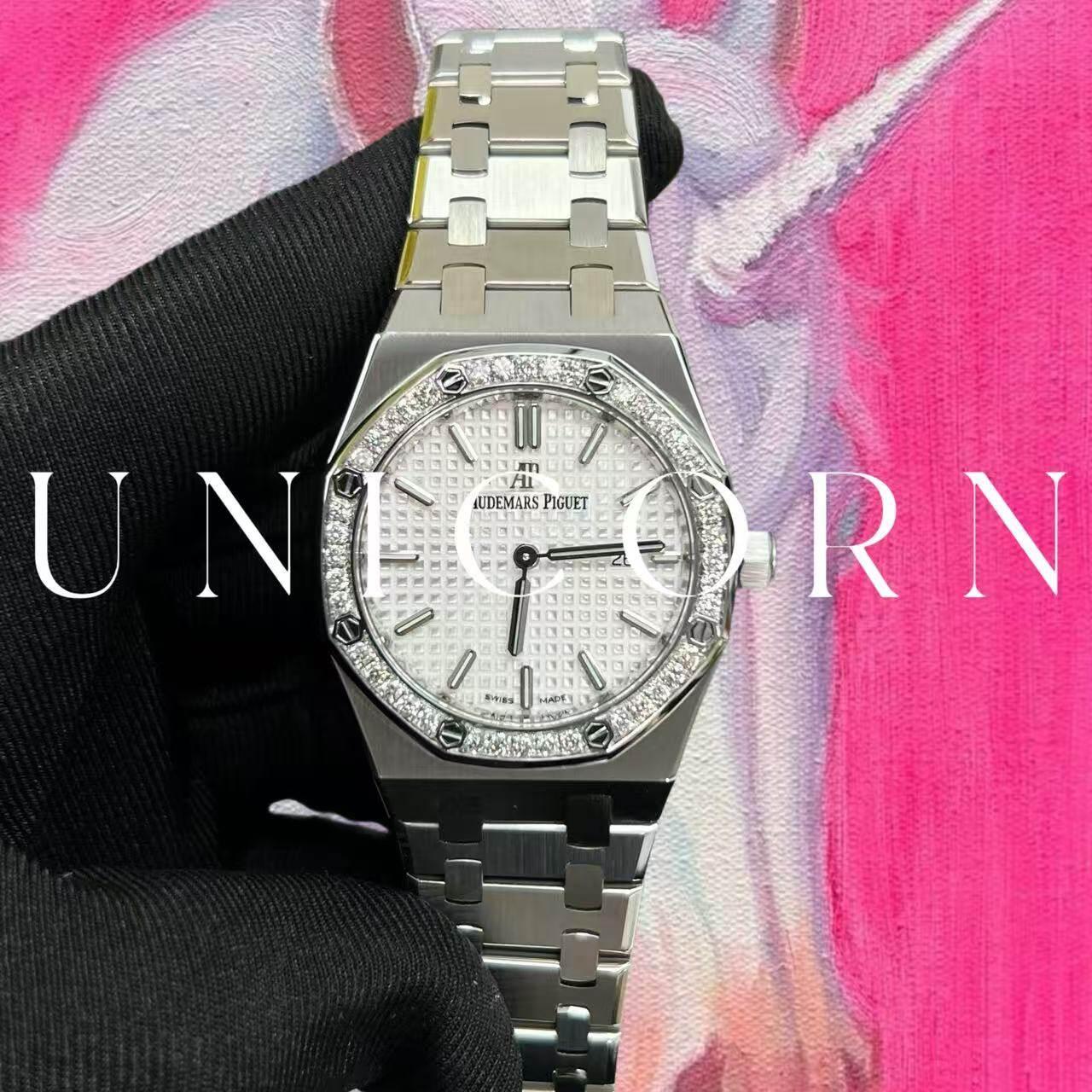 「改裝定制:復刻愛彼Royal Oak Lady 67651ST 升級CNC數據殼真鑽面」