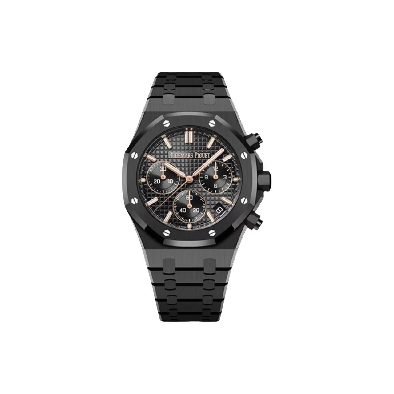 APS廠 AUDEMARS PIGUET 愛彼皇家橡樹ROYAL OAK 自動機械機芯 計時 陶瓷錶殼錶帶 男錶 41mm 黑色錶盤