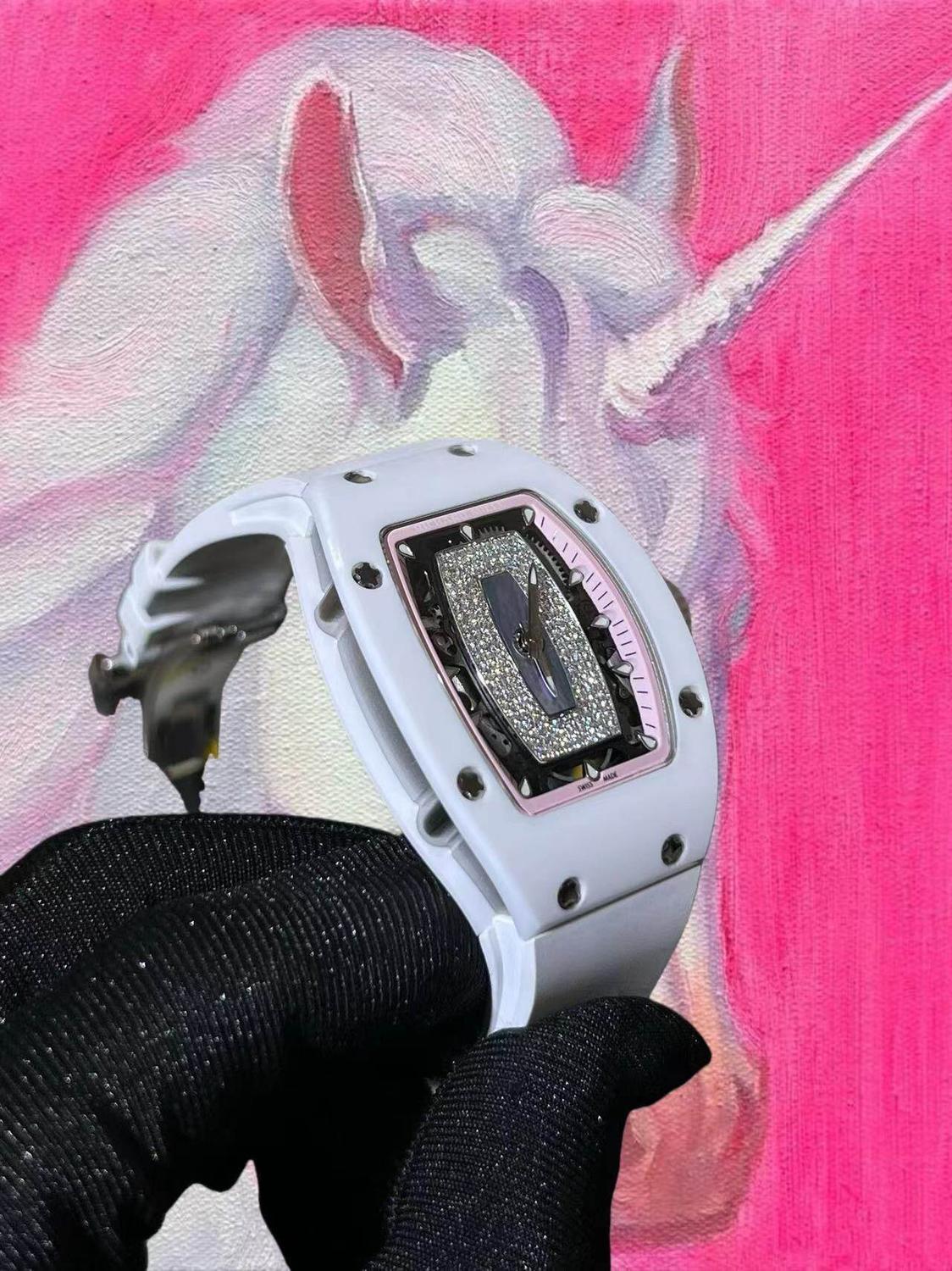改裝定制 Richard Mille 理查德米勒女士 RM07-01 櫻花粉白陶瓷