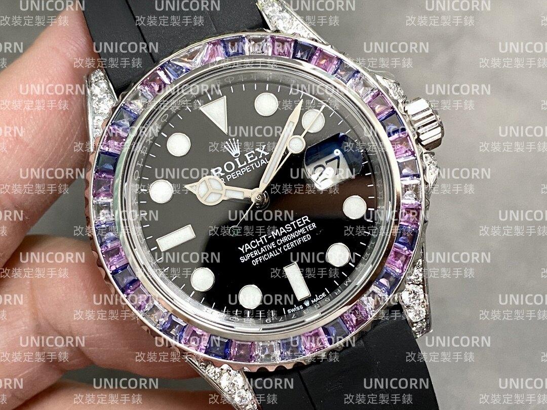 改裝定製 勞力士 ROLEX 遊艇名仕型 黑色錶盤 橡膠錶帶
