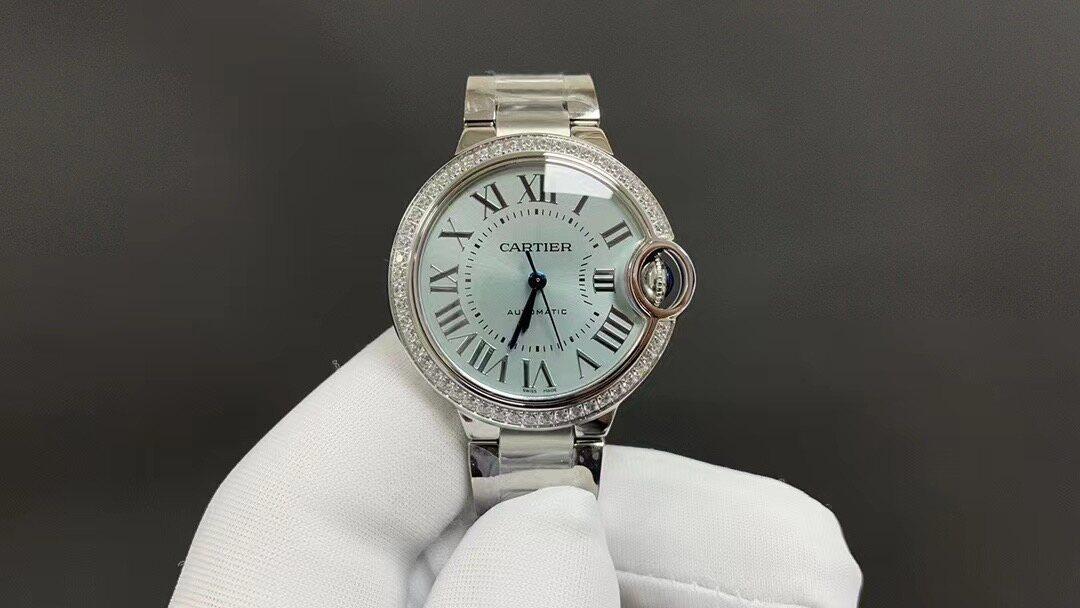 V8廠 Cartier 卡地亞 藍氣球 33mm 自動機械機芯瑞表 女錶 