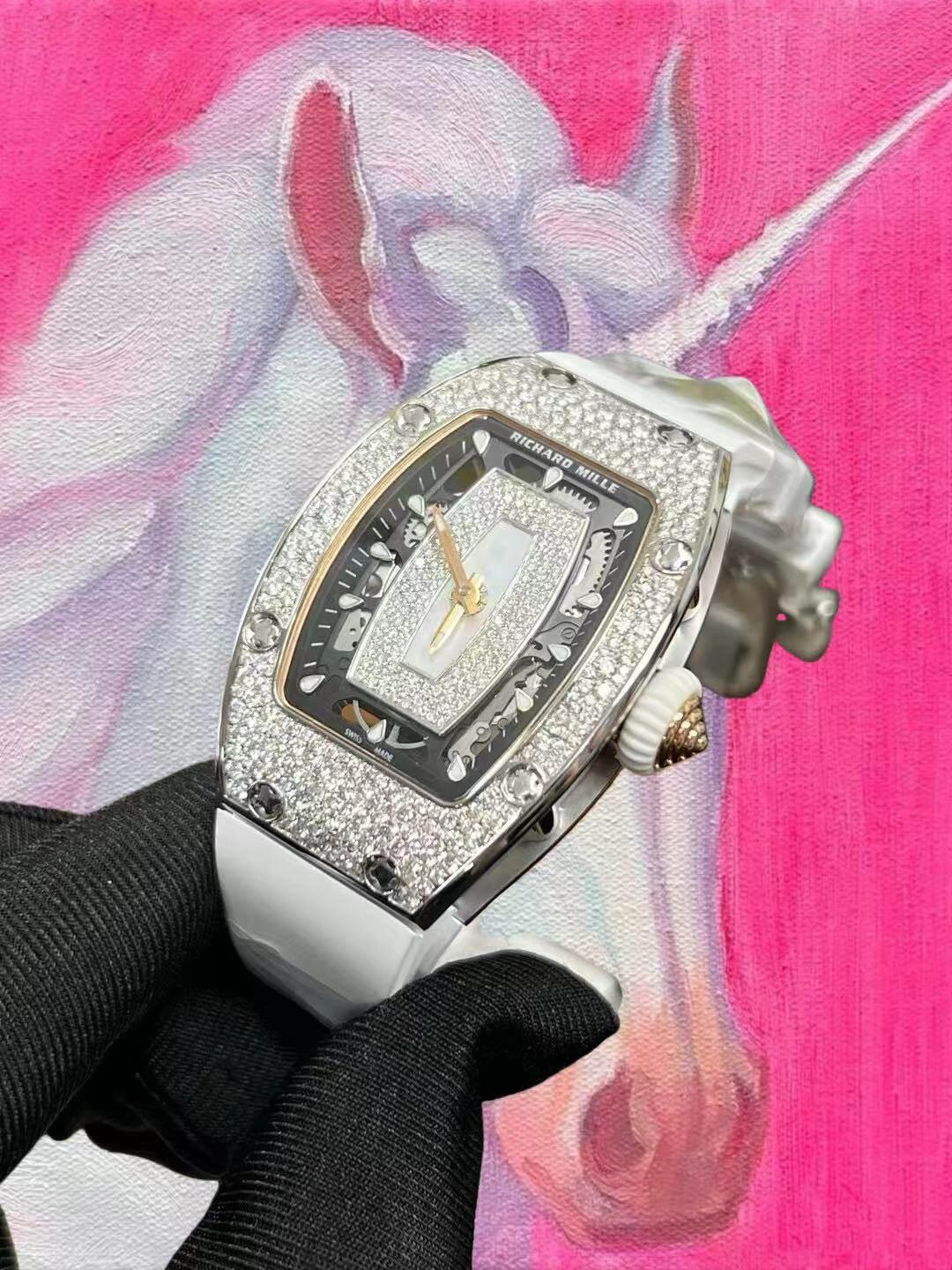 改裝定制 Richard Mille 理查德米勒 女士 07-01 Snow Setting 鉑金雪花鑽