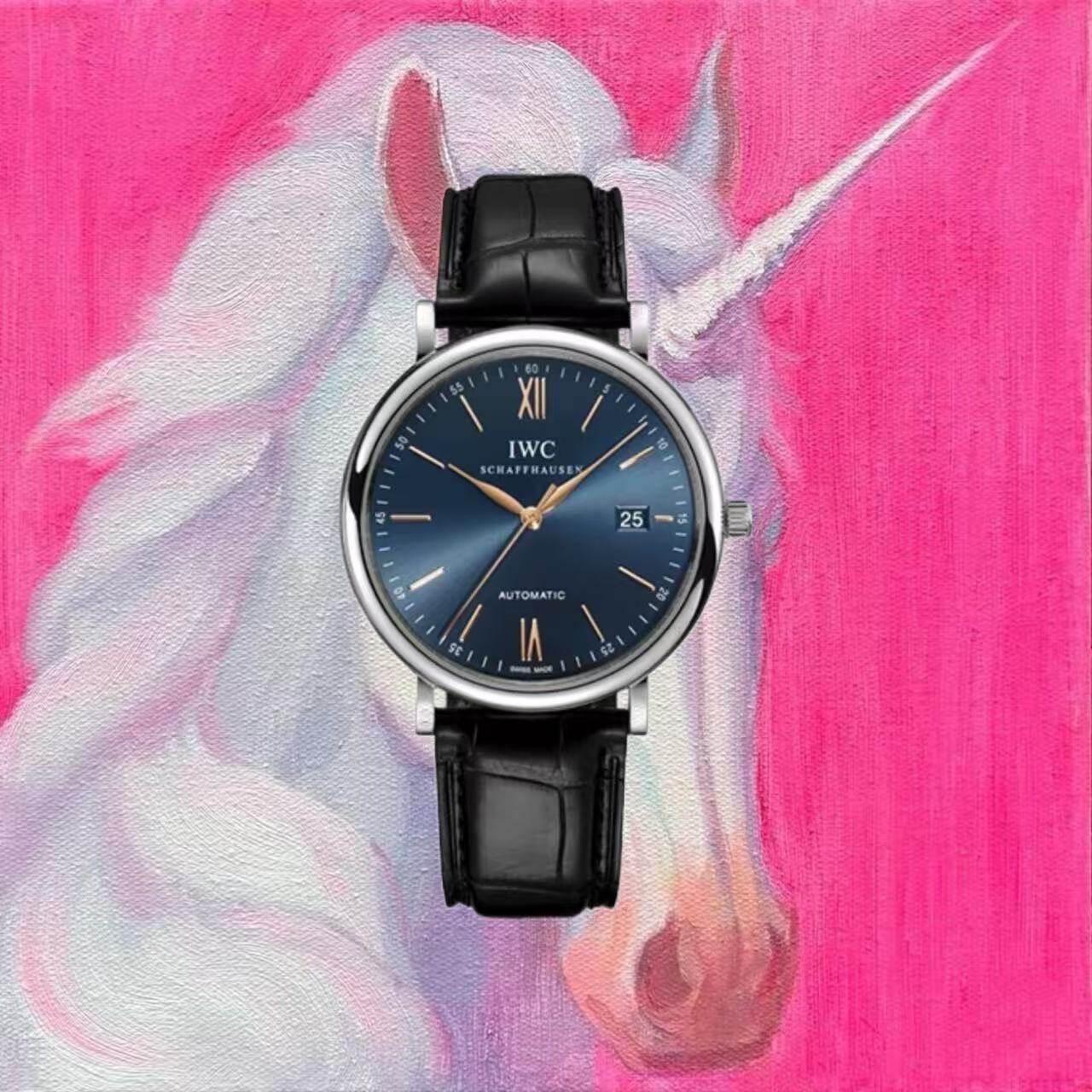 V7廠 高仿 IWC萬國 柏濤菲諾 IW356523 藍盤玫釘 腕錶