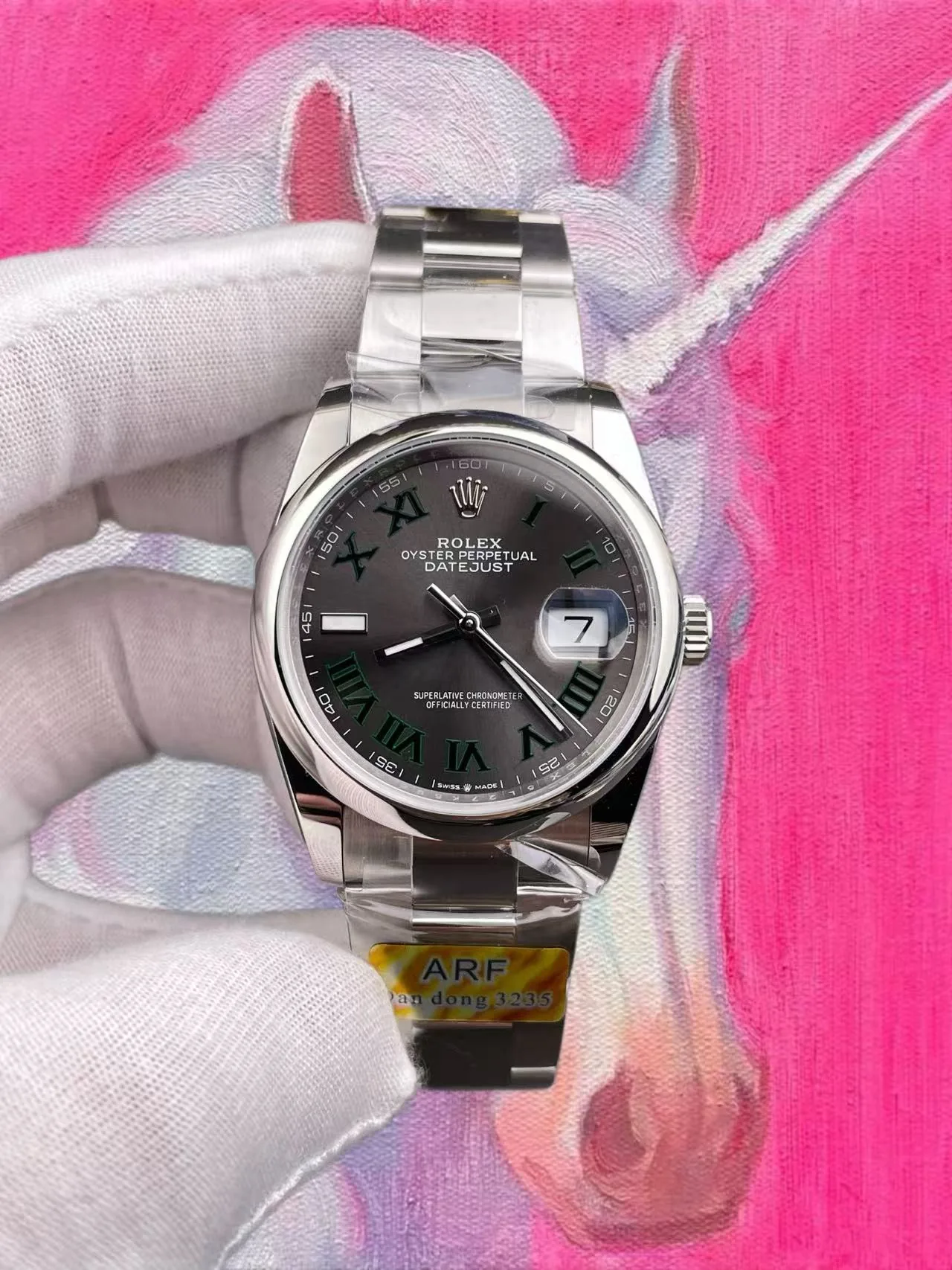 ARF廠 勞力士 日志型 36mm 溫網綠羅馬 五珠鏈 丹東3235