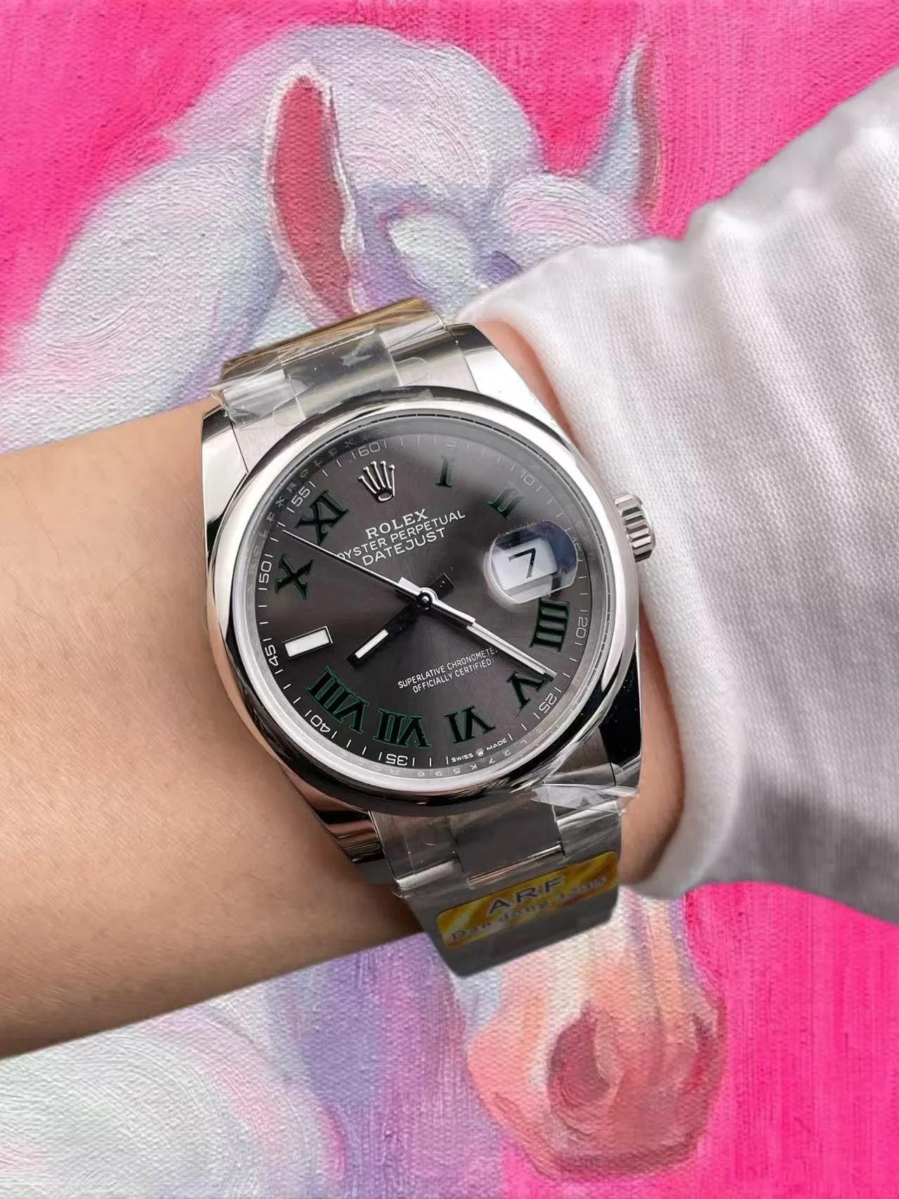 ARF廠 勞力士 日志型 36mm 溫網綠羅馬 五珠鏈 丹東3235