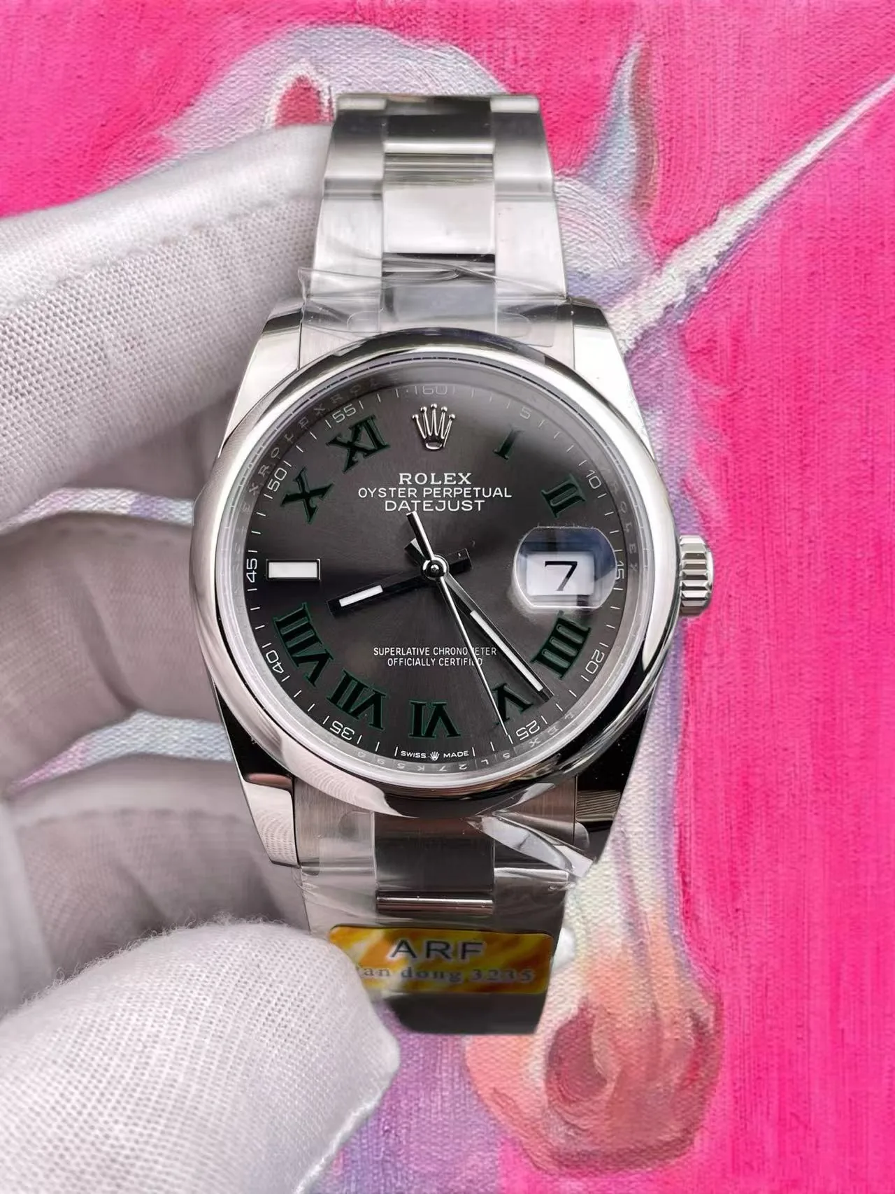 ARF廠 勞力士 日志型 36mm 溫網綠羅馬 五珠鏈 丹東3235