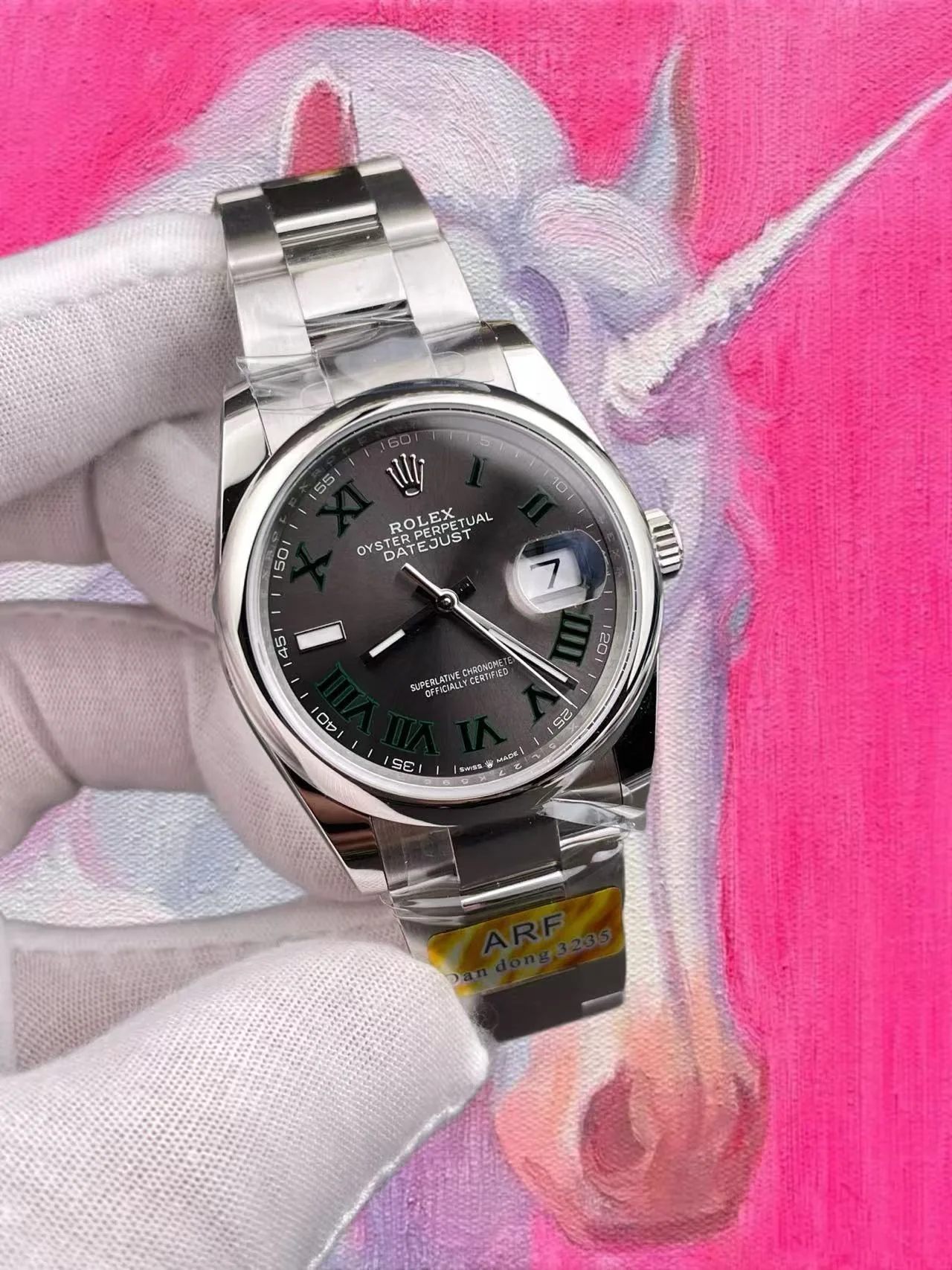 ARF廠 勞力士 日志型 36mm 溫網綠羅馬 五珠鏈 丹東3235