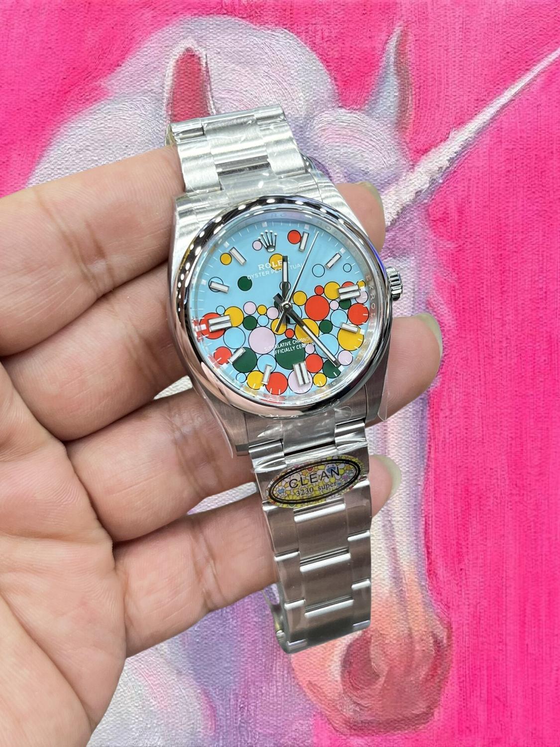 CLEAN廠 ROLEX 勞力士 恆動型 2023款 彩色慶典圖案氣泡錶盤 泡泡鏡 男女同款 36MM
