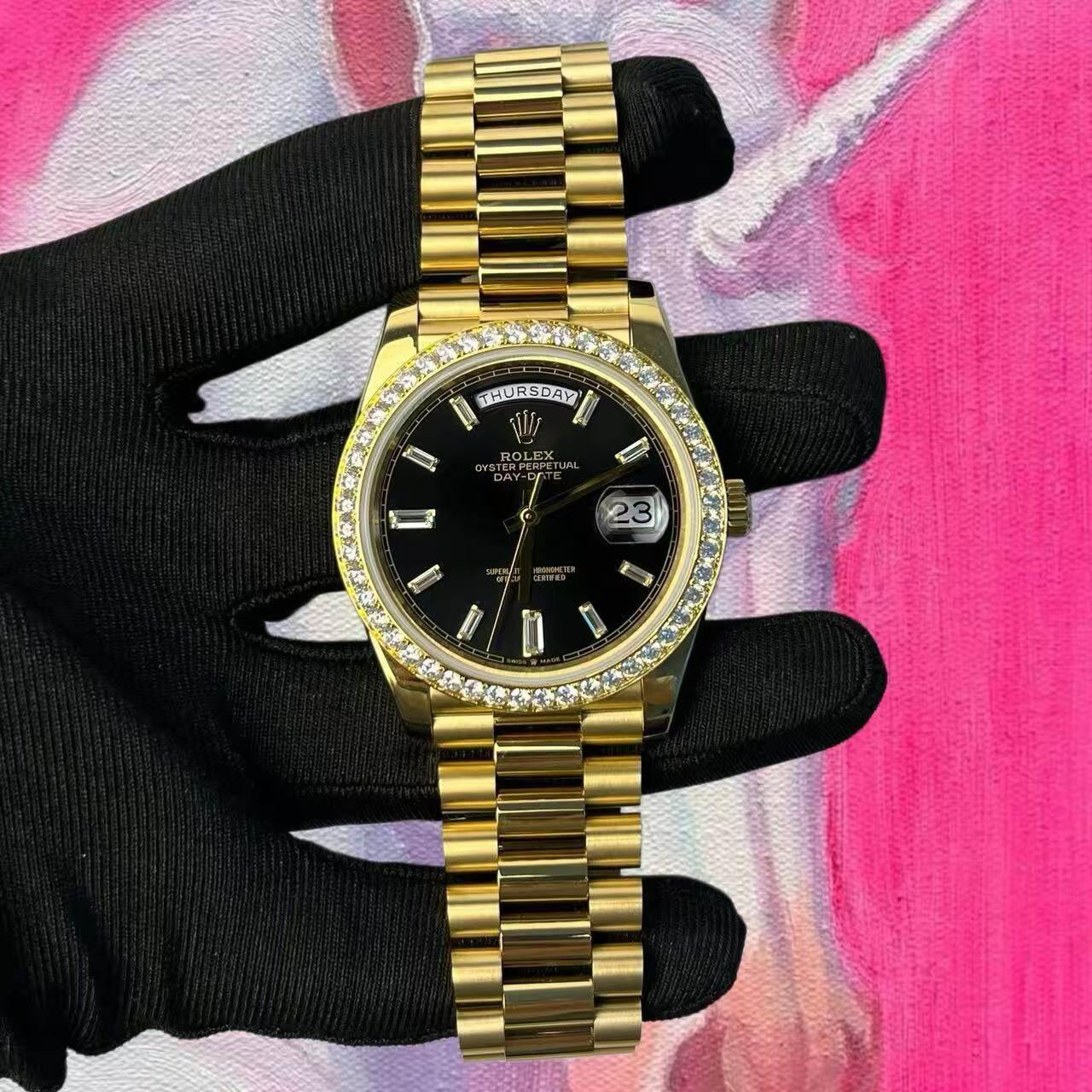 高端訂製 高仿ROLEX CBD廠勞力士DD Daydate 黑冰糖 鑽圈