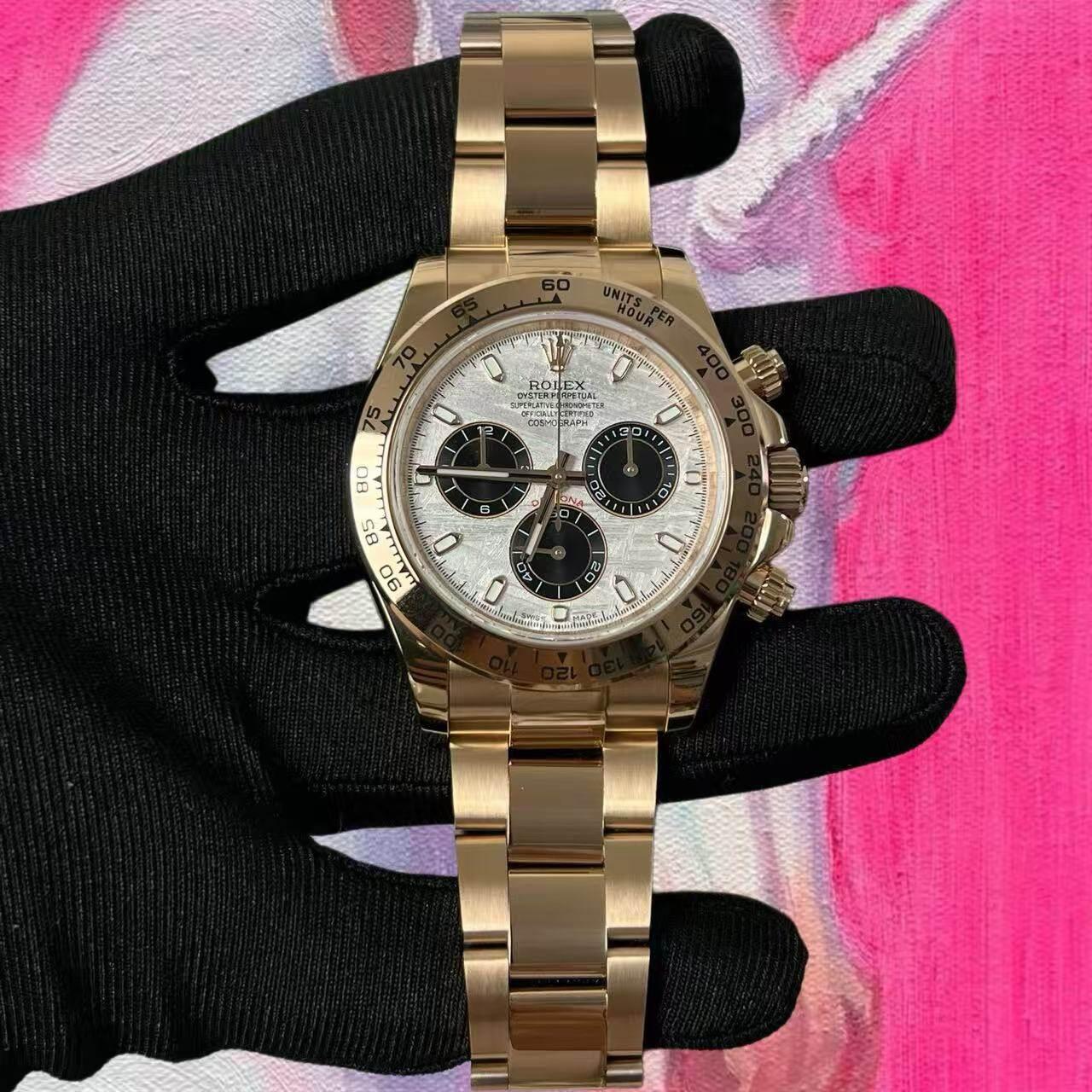 改裝定制 高仿ROLEX 勞力士 地通拿 玫瑰金 隕石錶盤 126505