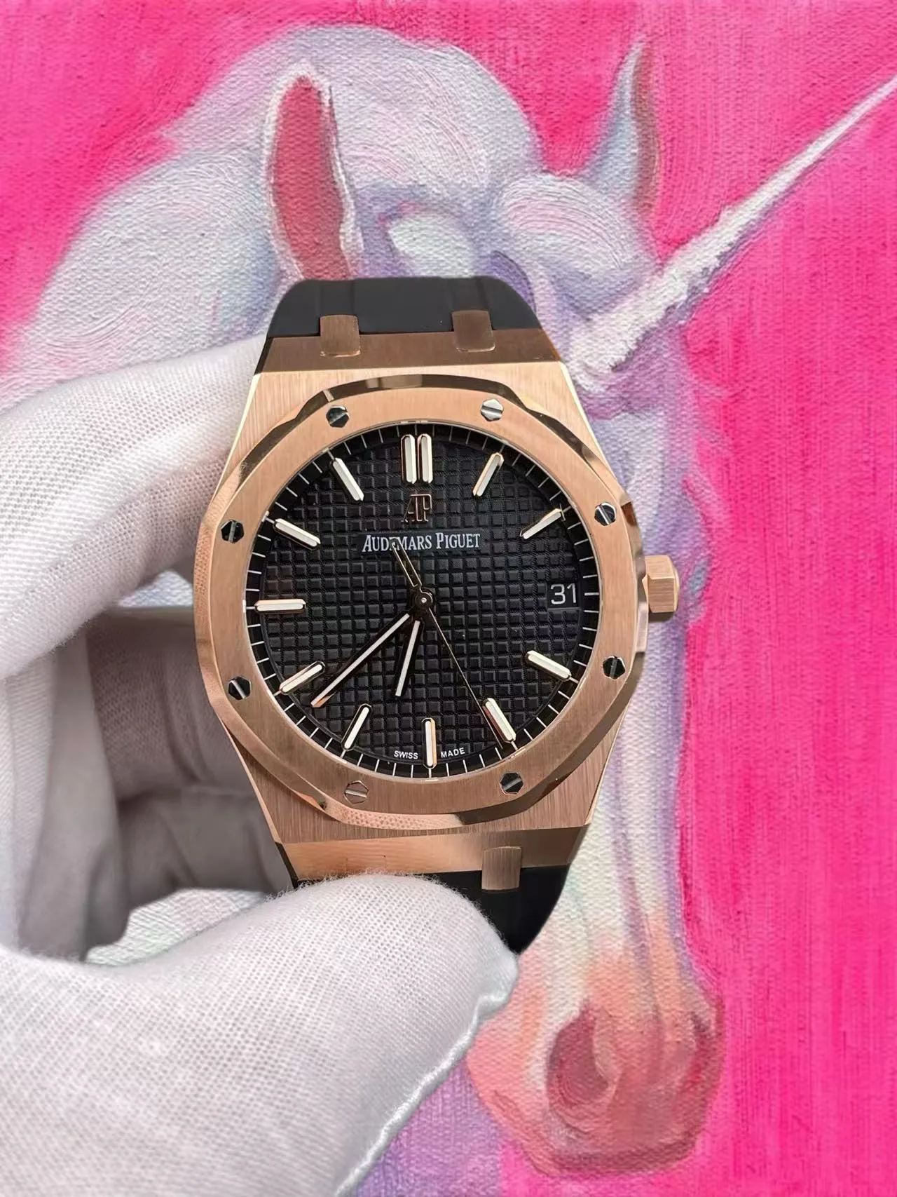 IP廠 愛彼 皇家橡樹 15500 玫瑰金黑盤 41mm 4302機芯
