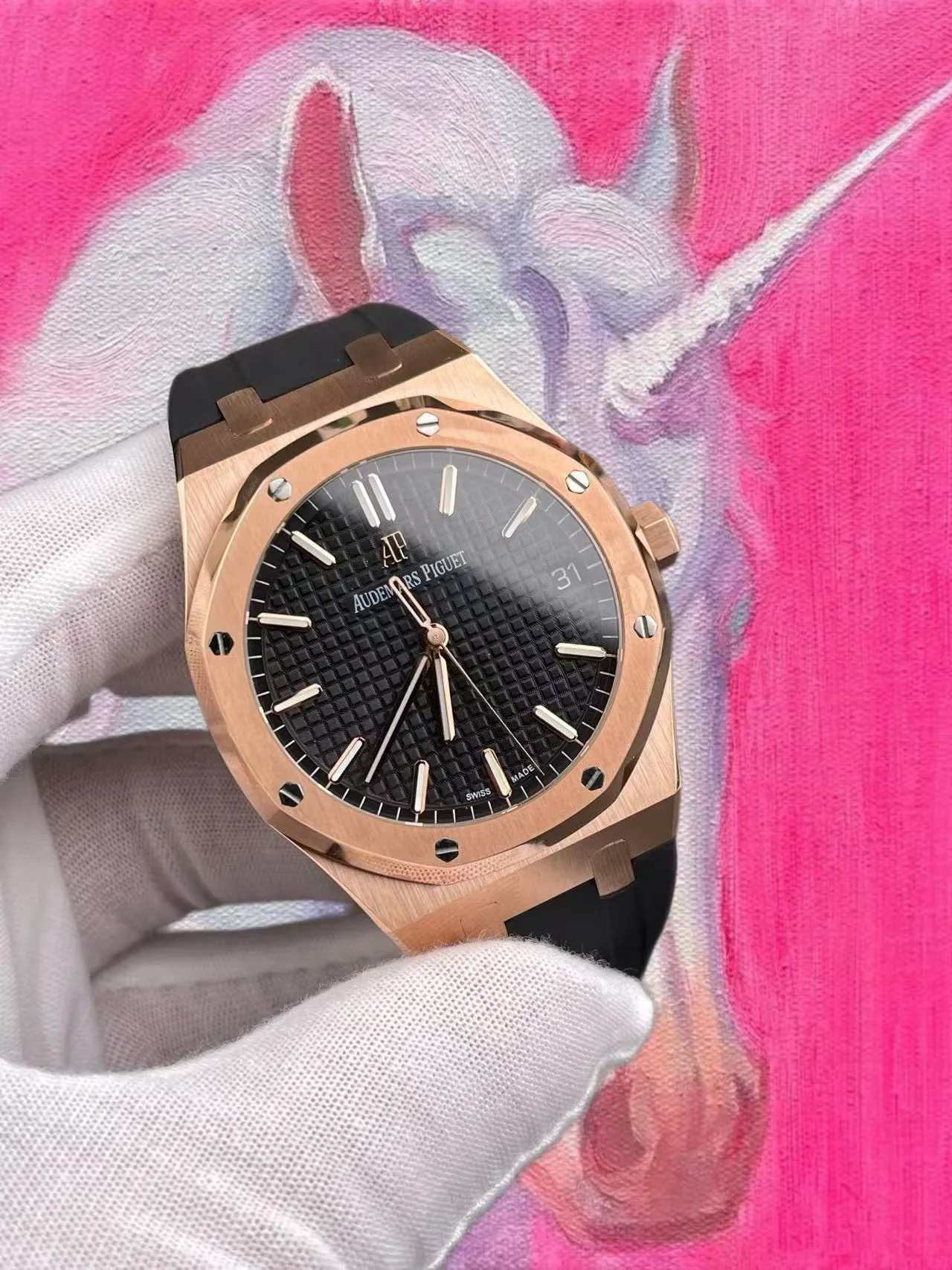 IP廠 愛彼 皇家橡樹 15500 玫瑰金黑盤 41mm 4302機芯