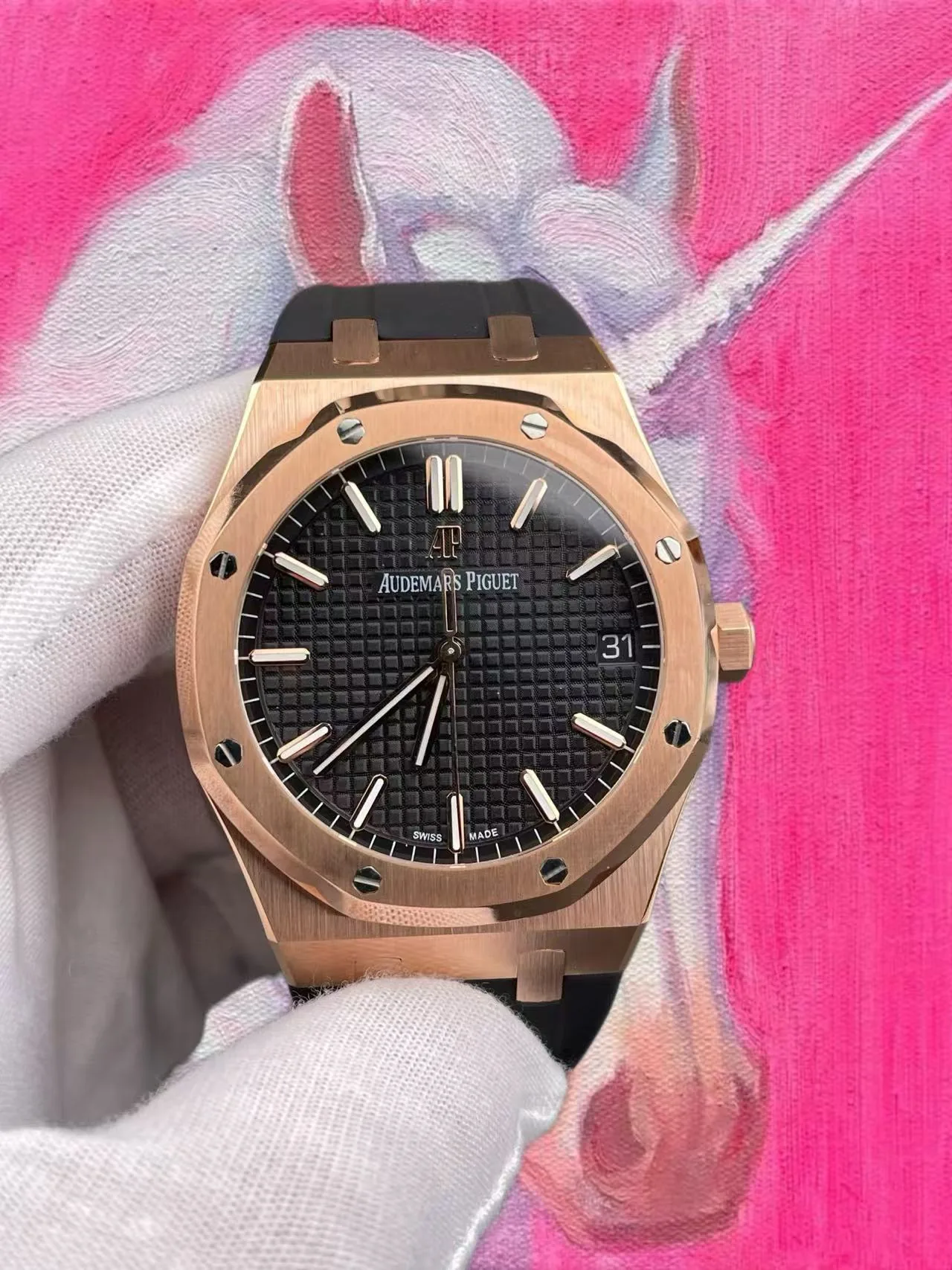 IP廠 愛彼 皇家橡樹 15500 玫瑰金黑盤 41mm 4302機芯