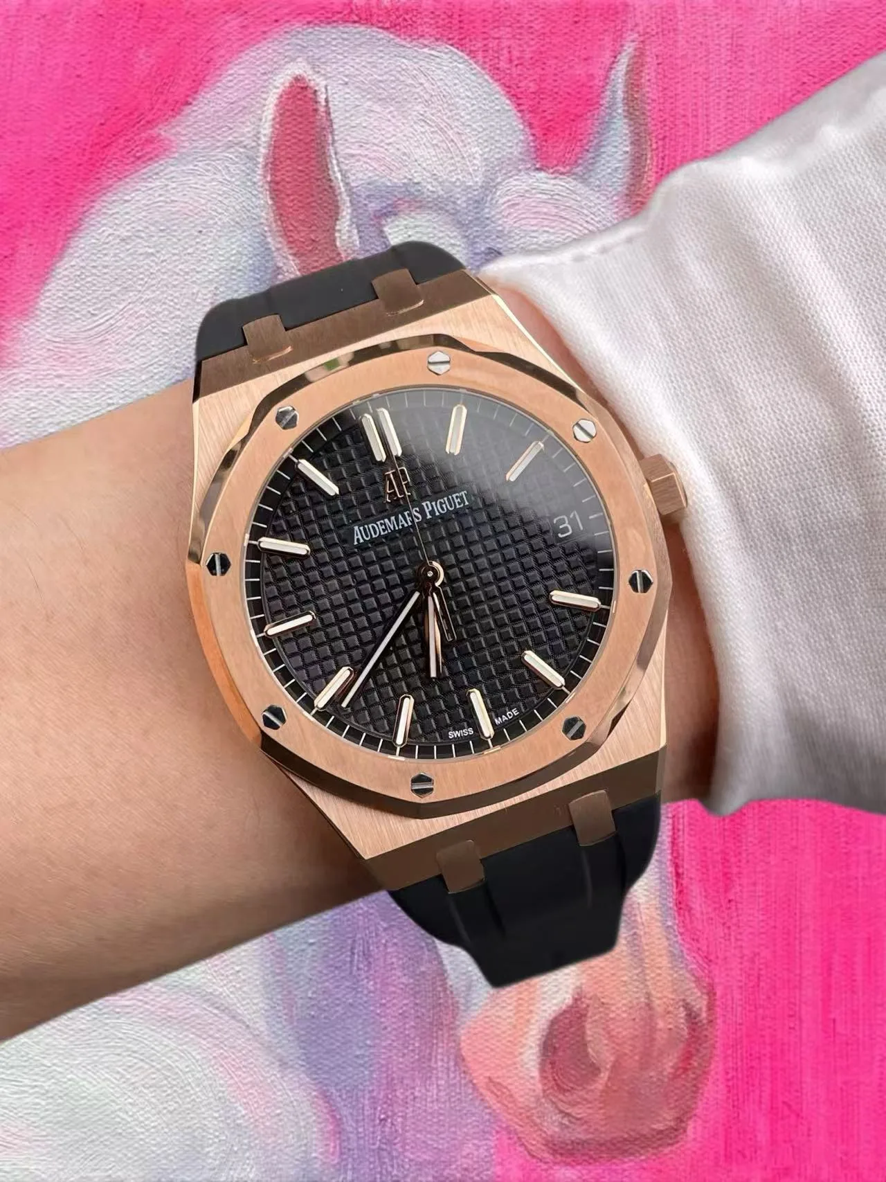 IP廠 愛彼 皇家橡樹 15500 玫瑰金黑盤 41mm 4302機芯