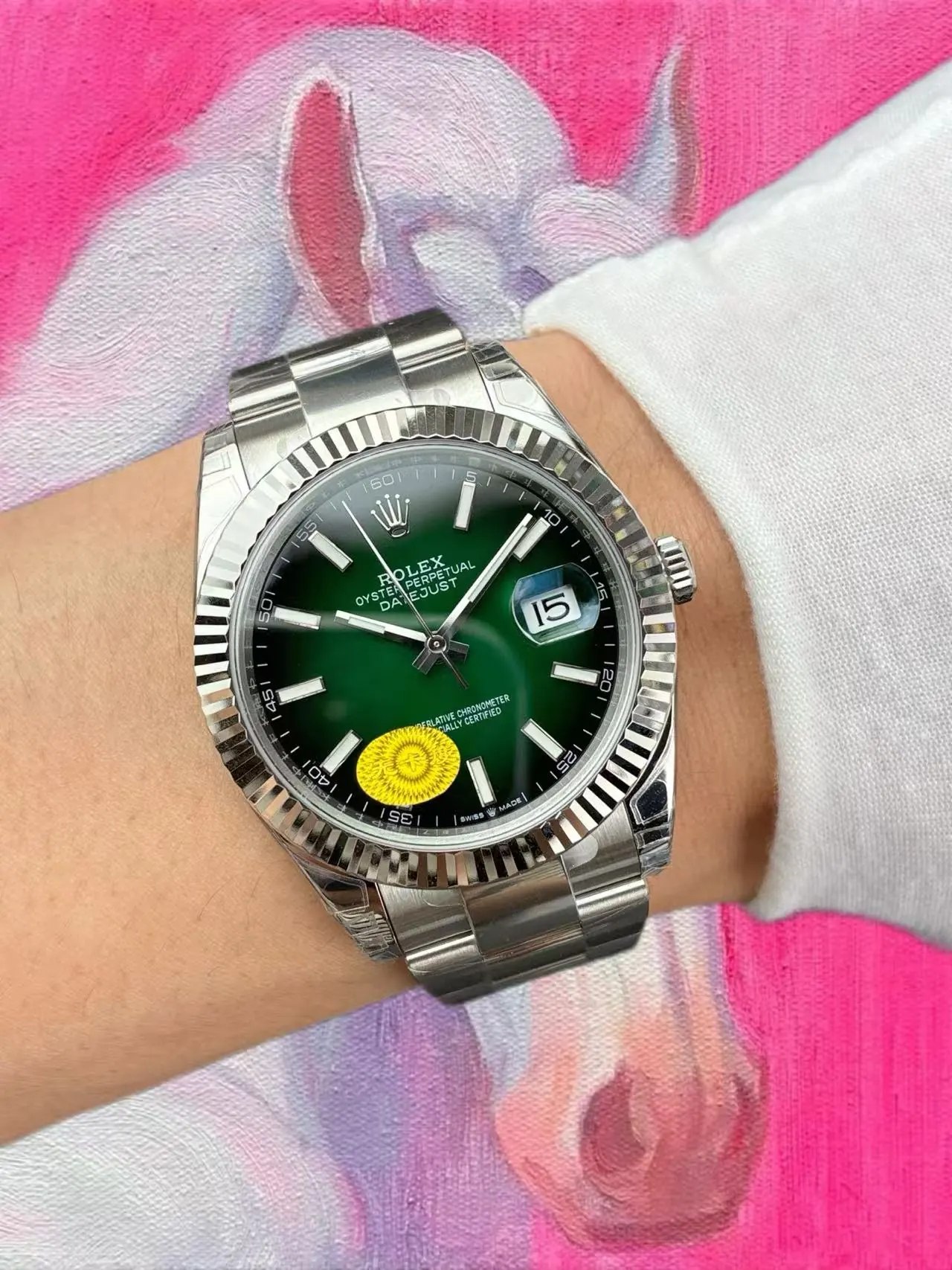 日誌煙熏綠上手：41mm 貼腕效果